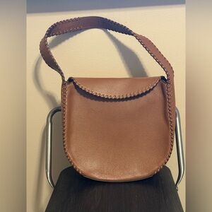 J Jill Brown Faux Leather Crossbody Bag – Whipstitch Trim